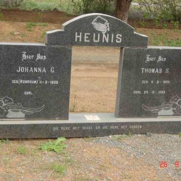 HEUNIS Thomas S. 1906-1965 &amp; Johanna C. ROSSOUW 1905-