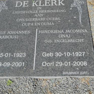 KLERK Petrus Johannes, de 1923-2001 &amp; Hendriena Jacomina ENGELBRECHT 1927-2008