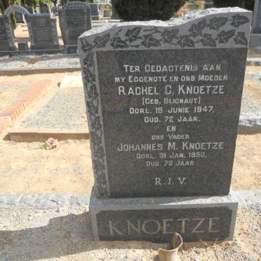 KNOETZE Johannes M. -1950 &amp; Rachel C. BLIGNAUT -1947
