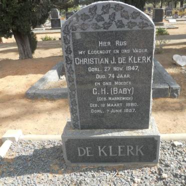 KLERK Christian J., de -1947 &amp; C.H. MARNEWICK 1880-1957