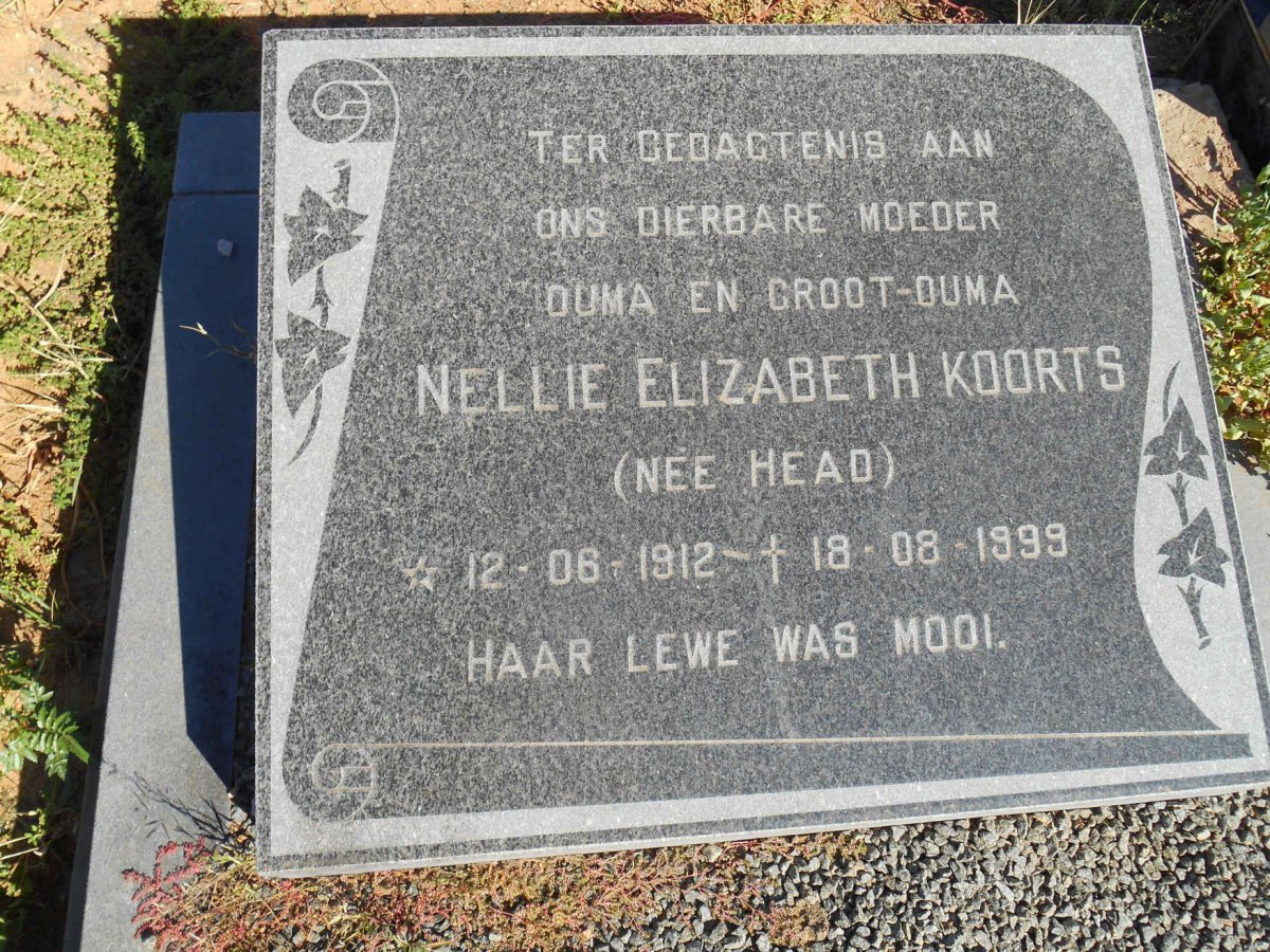 KOORTS Nellie Elizabeth nee HEAD 1912-1999