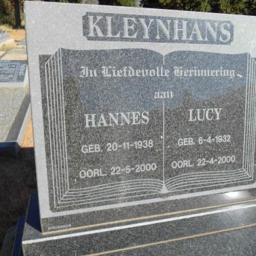 KLEYNHANS Hannes 1938-2000 &amp; Lucy 1932-2000