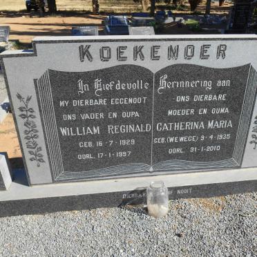 KOEKEMOER William Reginald 1929-1997 &amp; Catherina Maria WEWEGE 1935-2010