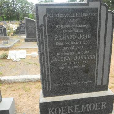 KOEKEMOER Richard John -1950 &amp; Jacoba Johanna 1897-1981