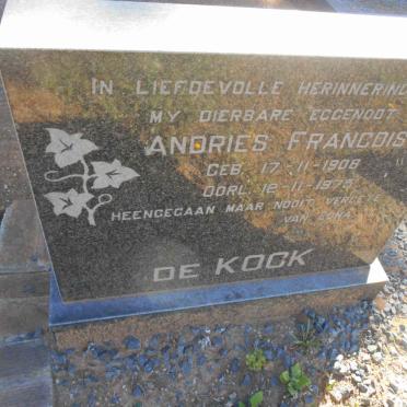 KOCK Andries Francois, de 1906-1975 :: NAUDE Susanna C. nee VAN STADEN -1970