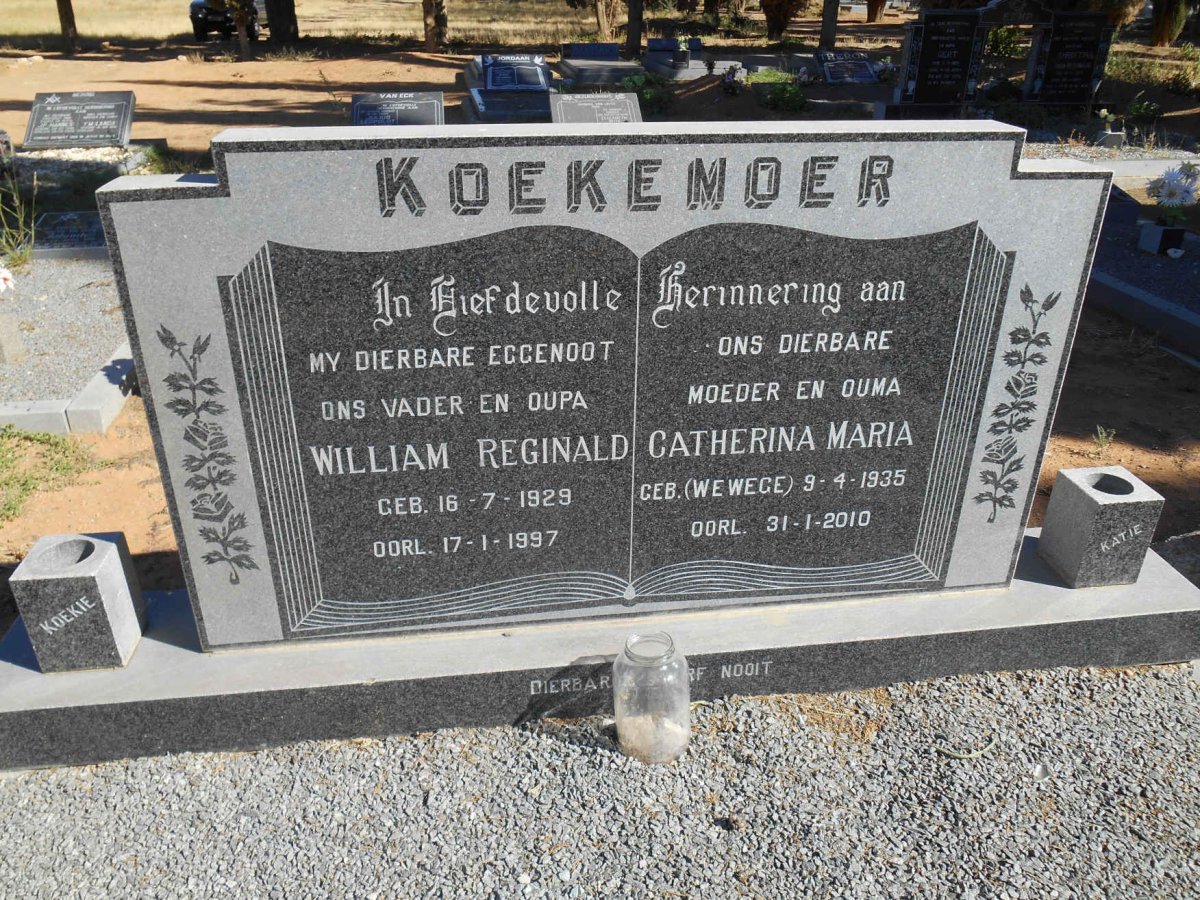 KOEKEMOER William Reginald 1929-1997 &amp; Catherina Maria WEWEGE 1935-2010