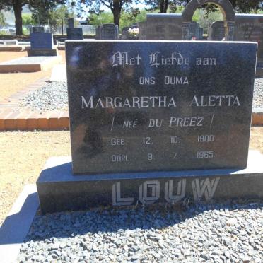 LOUW Margaretha Aletta nee DU PREEZ 1900-1965
