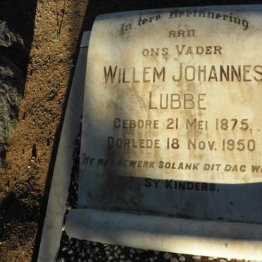 LUBBE Willem Johannes 1875-1950