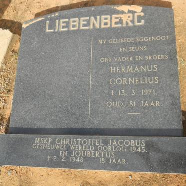LIEBENBERG Hermanus Cornelius -1971 :: LIEBENBERG Christoffel -1945 :: LIEBENBERG Joubertus -1948