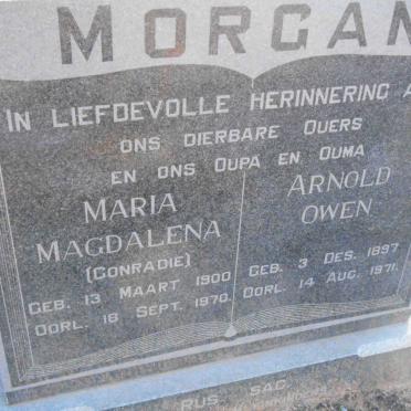 MORGAN Arnold Owen 1897-1971 &amp; Maria Magdalena CONRADIE 1900-1970
