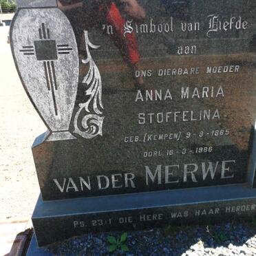 MERWE Anna Maria Stoffelina, van der nee KEMPEN 1885-19?6