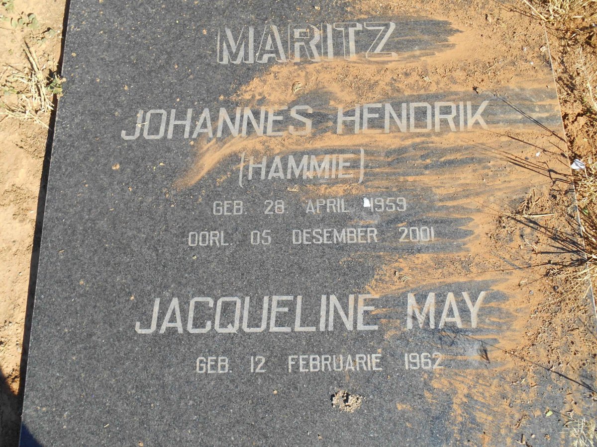 MARITZ Johannes Hendrik 1959-2001 &amp; Jacqueline May 1962-