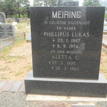 MEIRING Phillipus Lukas 1887-1974 &amp; Aletta C. 1895-1983