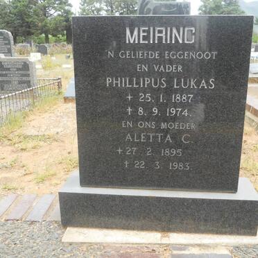 MEIRING Phillipus Lukas 1887-1974 &amp; Aletta C. 1895-1983