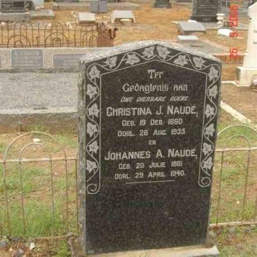 NAUDE Johannes A. 1861-1940 &amp; Christina J. 1860-1935