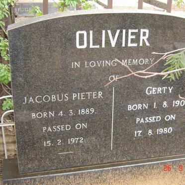 OLIVIER Jacobus Pieter 1889-1972 &amp; Gerty 1902-1980