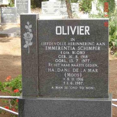 OLIVIER Haldane de la Mar 1916-1987 &amp; Emmerentia Schimper BLOM 1918-1977
