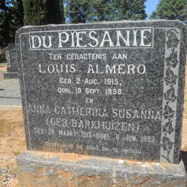 PIESANIE Louis Almero, du 1915-1958 &amp; Anna Catherina Susanna BARKHUIZEN 1913-1993