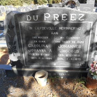 PREEZ Johannes Jacobus, du 1909-1973 &amp; Carolina Johanna A. 1912-1984