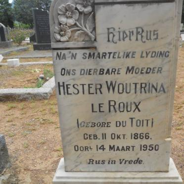 ROUX Hester Woutrina, le nee DU TOIT 1866-1950