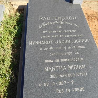 RAUTENBACH Mynhardt Jacob 1919-1996 &amp; Martha Miriam VAN DER RYST 1927-