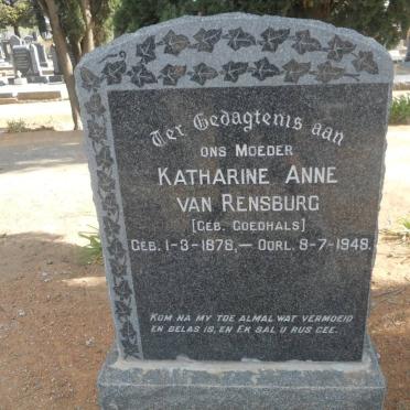 RENSBURG Katharine Anne, van nee GOEDHALS 1878-1948