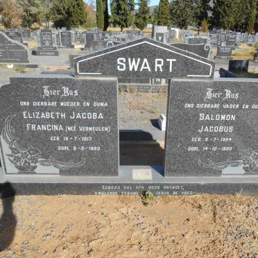 SWART Saloman Jacobus 1904-1980 &amp; Elizabeth Jacoba Francina VERMEULEN 1917-1983