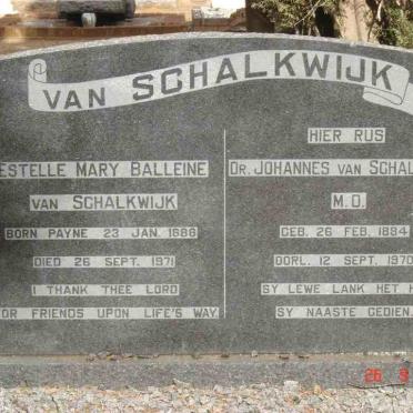 SCHALKWIJK  Johannes, van 1884-1970 &amp; Estelle Mary Balleine PAYNE 1888-1971