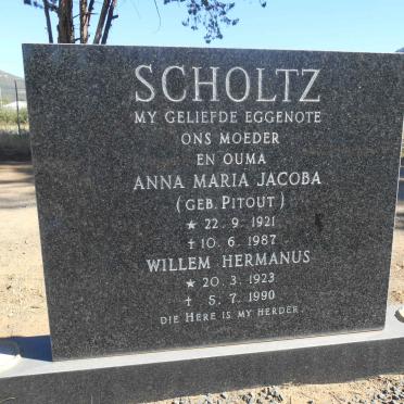 SCHOLTZ Willem Hermanus 1923-1990 &amp; Anna Maria Jacoba PITOUT 1921-1987