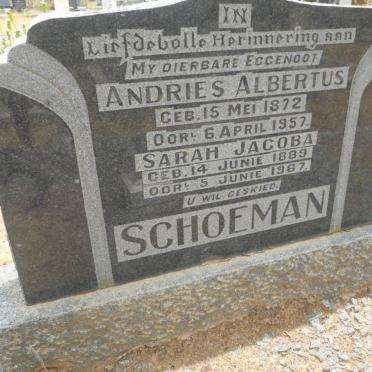 SCHOEMAN Andries Albertus 1872-1957 &amp; Sarah Jacoba 1889-1967