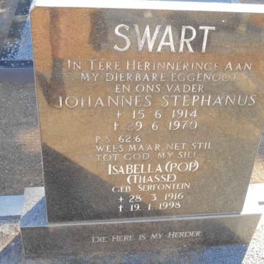 SWART Johannes Stephanus 1914-1970 &amp; Isabella formerly THASSE nee SERFONTEIN 1916-1998