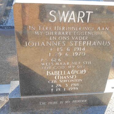 SWART Johannes Stephanus 1914-1970 &amp; Isabella formerly THASSE nee SERFONTEIN 1916-1998
