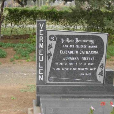 VERMEULEN Elizabeth Catharina Johanna 1919-1989