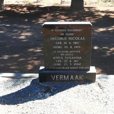 VERMAAK Jacobus Nicolas 1915-1972 &amp; Anna Susanna 1917-2002