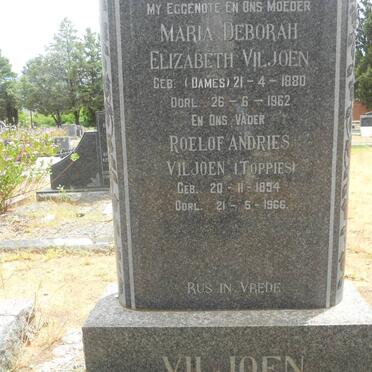 VILJOEN Roelof Andries 1854-1966 &amp; Maria Deborah Elizabeth DAMES 1880-1962