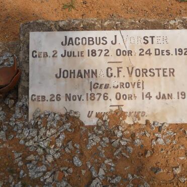 VORSTER Jacobus J. 1872-1920 &amp; Johanna G.F. GROVE 1876-1921