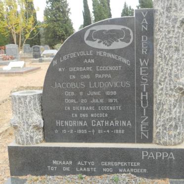 WESTHUIZEN Jacobus Ludovicus, van der 1898-1971 &amp; Hendrina Catharina 1905-1982