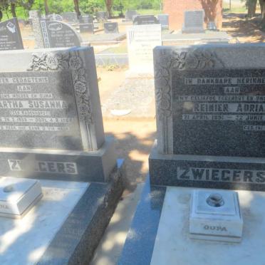 ZWIEGERS Reinier Adrian 1891-1961 &amp; Martha Susanna BADENHORST 1899-1964