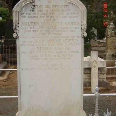 GEARD Walter Ebenezer -1898 :: GEARD Enid Maude 1894-1894 :: GEARD Eileen 1896-1896 :: GEARD Joan 1899-1900