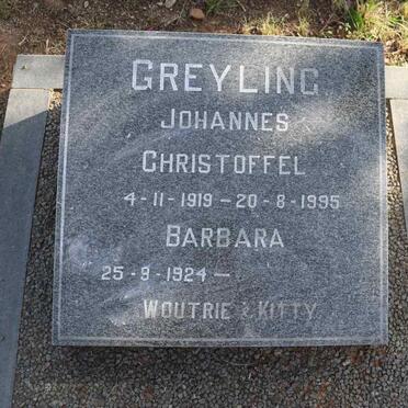 GREYLING Johannes Christoffel 1919-1995 & Barbara 1924-