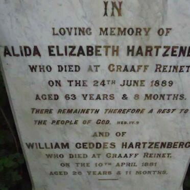 HARTZENBERG Alida Elizabeth -1889 :: HARTZENBERG William Geddes -1881 