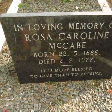 MCCABE Rosa Caroline 1886-1977