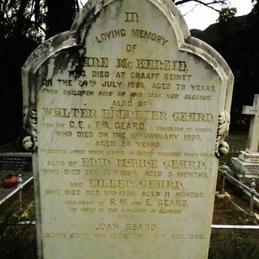 MCKENZIE Jane -1896 :: GEARD Walter Ebenezer -1898 :: GEARD Enid Maude -1894 :: GEARD Eileen -1896 :: GEARD Joan 1899-1900