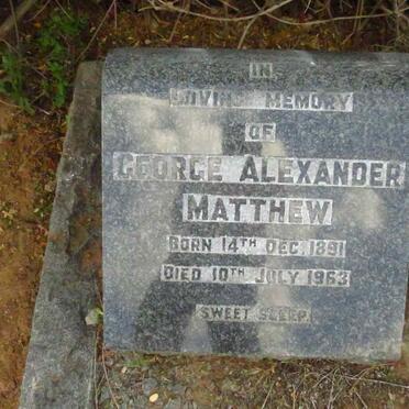 MATTHEW George Alexander 1891-1963
