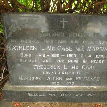 MCCABE Frederick L. 1892-1973 & Kathleen L. MARSHALL 1890-1971