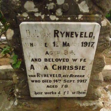 RYNEVELD D.J, van -1917 & Anna Chrissie BERRAN -1917
