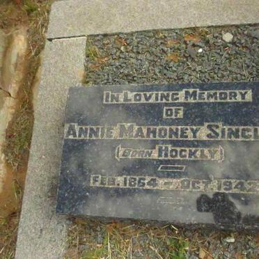 SINCLAIR Annie Mahoney nee HOCKLY 1864-1942