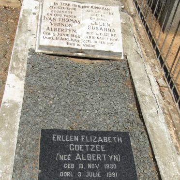 ALBERTYN Ivan Thomas Vernon 1898-1967 &amp; Ellen Susanna v.d. BERG 1906-1991 :: COETZEE Erleen Elizabeth nee ALBERTYN 1930-1991