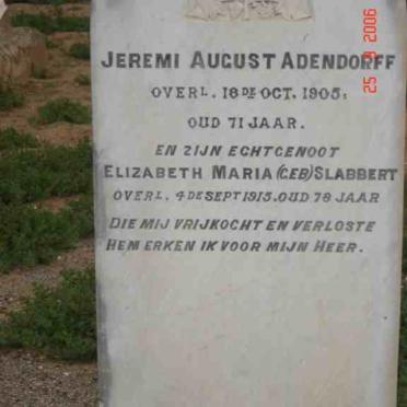 ADENDORFF Jeremi August -1905 &amp; Elizabeth Maria SLABBERT -1915
