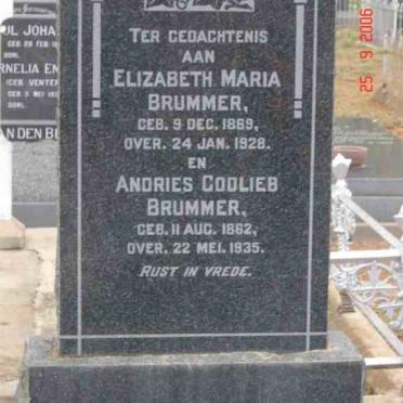 BRUMMER Andries Godlieb 1862-1935 &amp; Elizabeth Maria 1869-1928